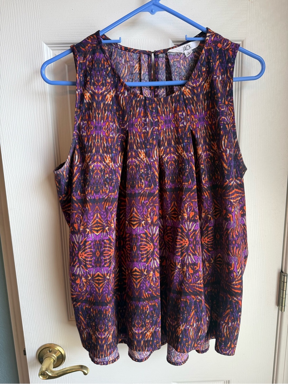 JACK Abstract Kaleidoscope Pleated Sleeveless Blouse